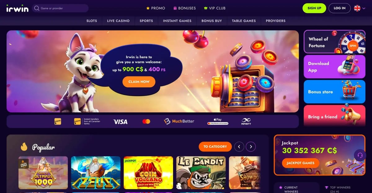 Irwin Casino: Luxuriöses Spielerlebnis